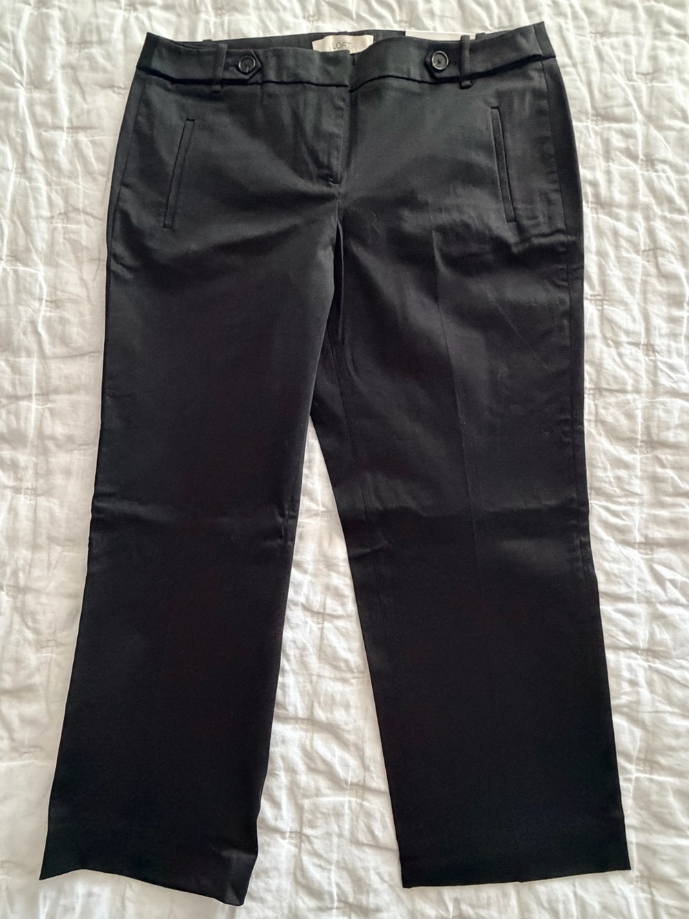 LOFT Marisa Modern Trouser Dress Pants Size 10 Black Solid Black Stretch Classic